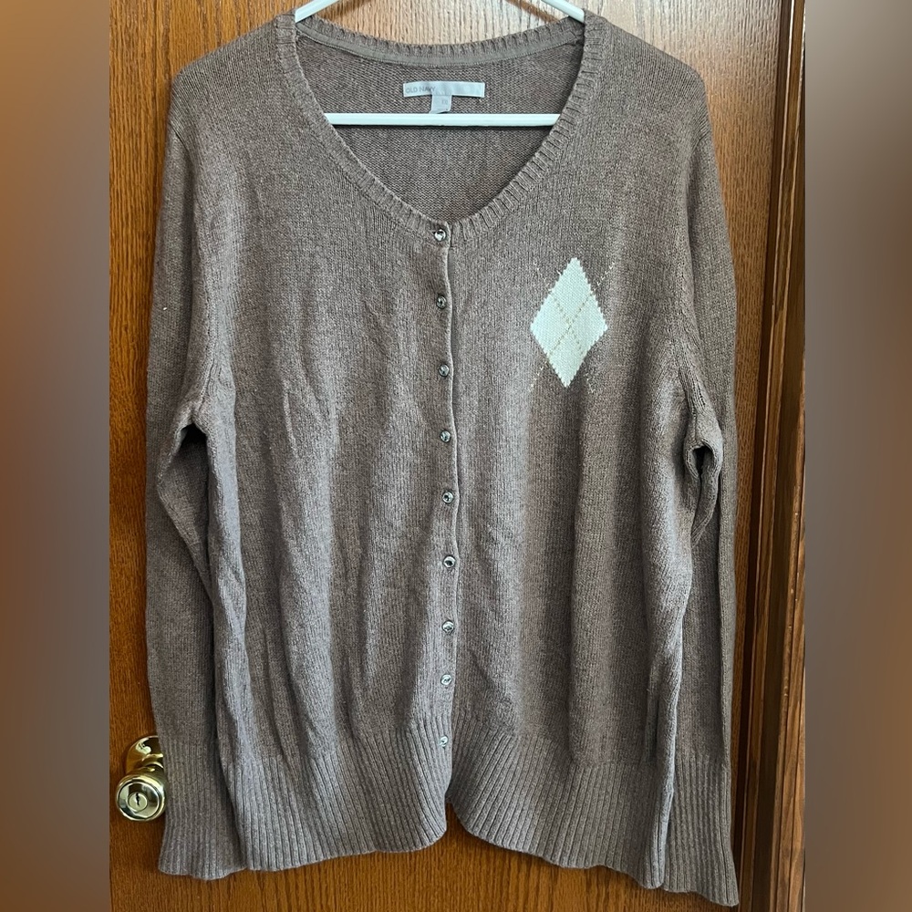 Old Navy Tan Cardigan Sweater With Sparkle Buttons Size XXL